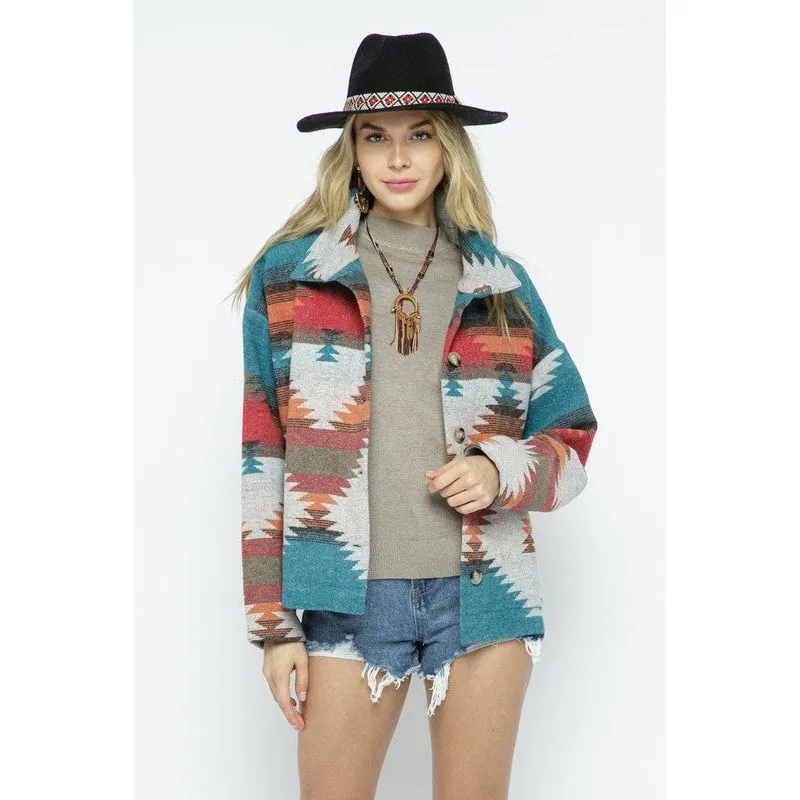 Soft Comfy Lightweight Aztec Pattern Jacket