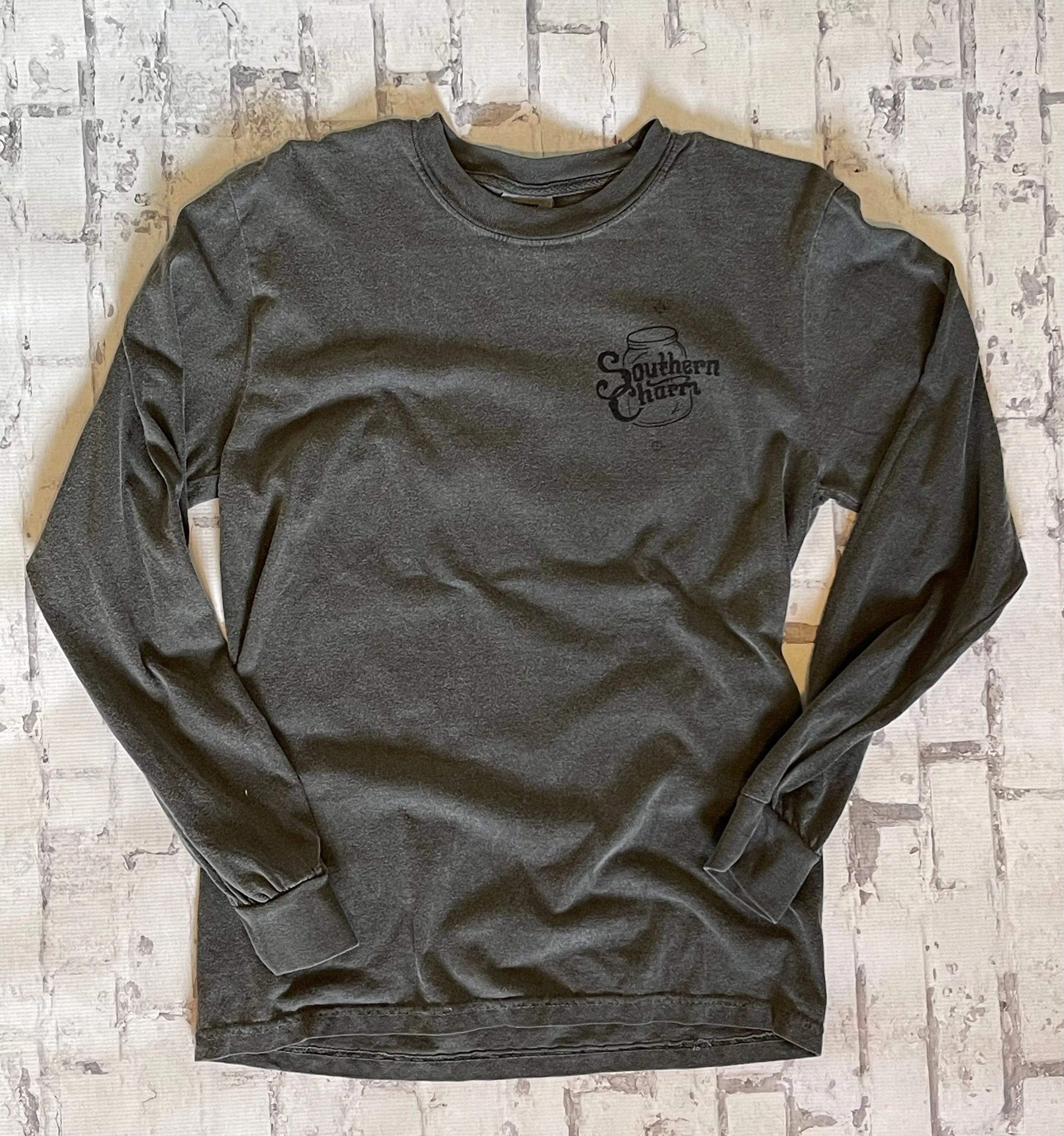 Southern Charm "Original Logo Cow Circle" Long Sleeve T-shirt - Charcoal