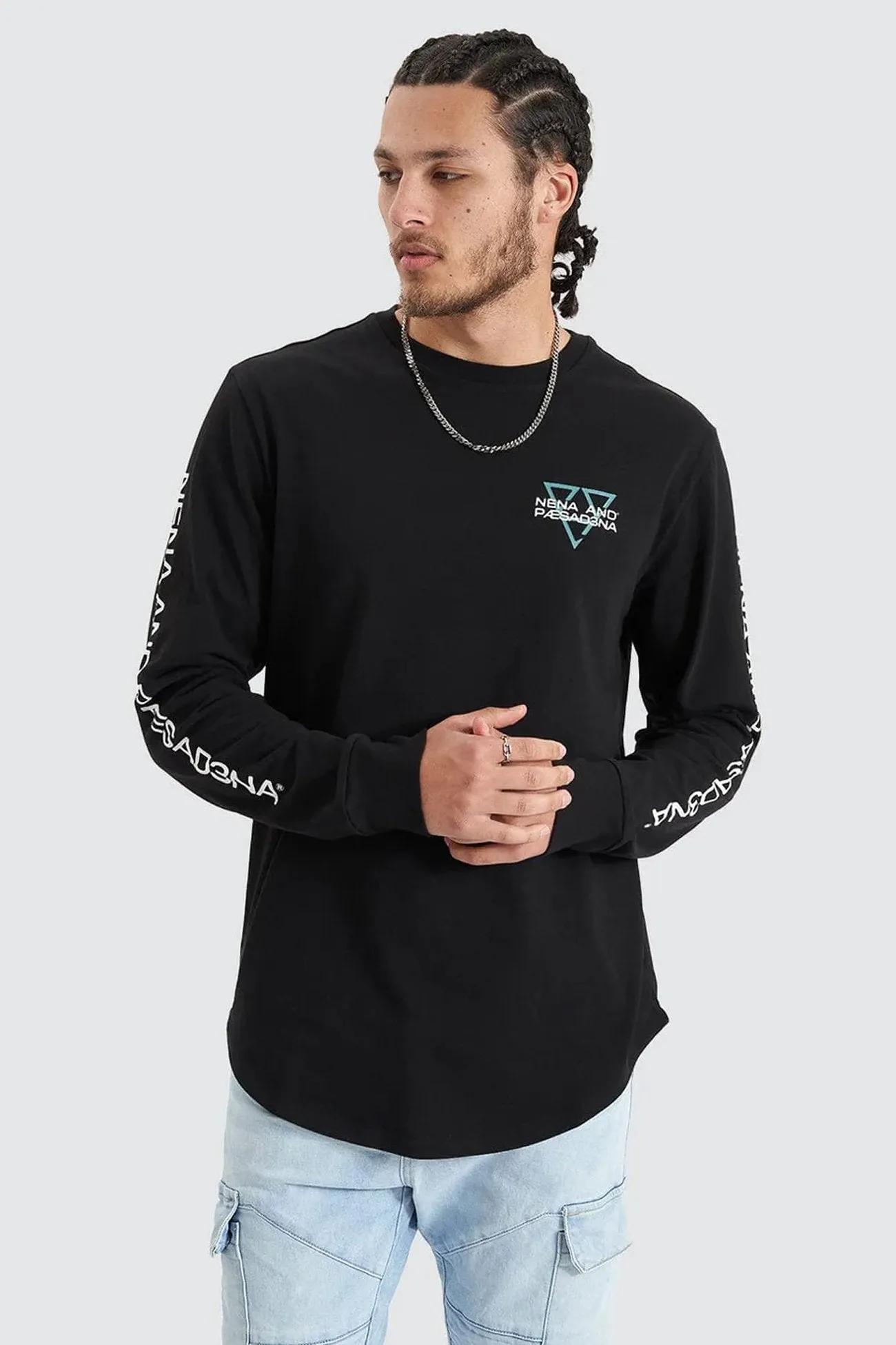 Squared Heavy Cape Back Long Sleeve Tee Jet Black