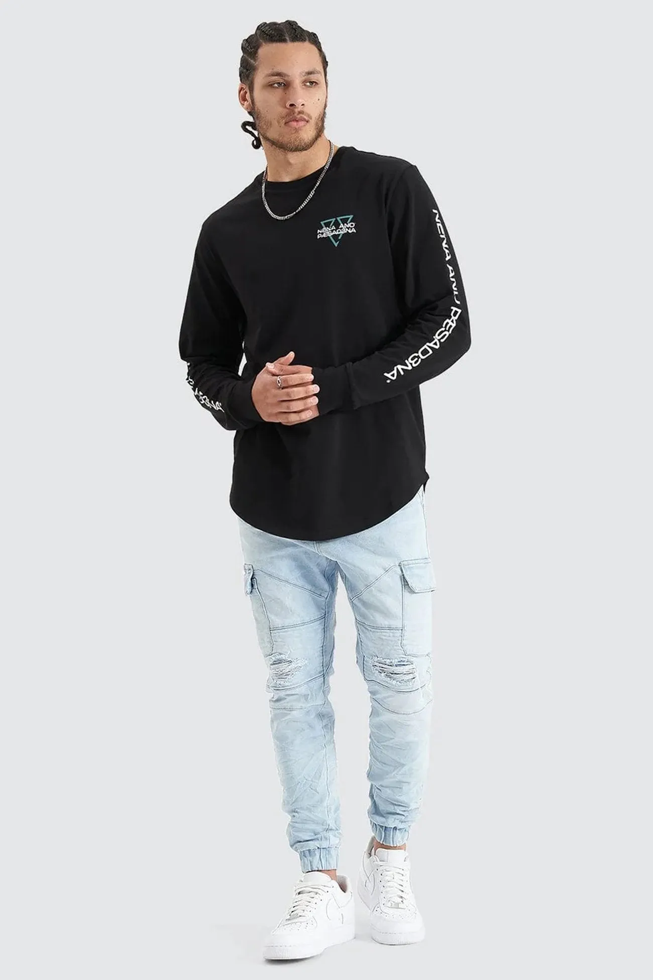 Squared Heavy Cape Back Long Sleeve Tee Jet Black