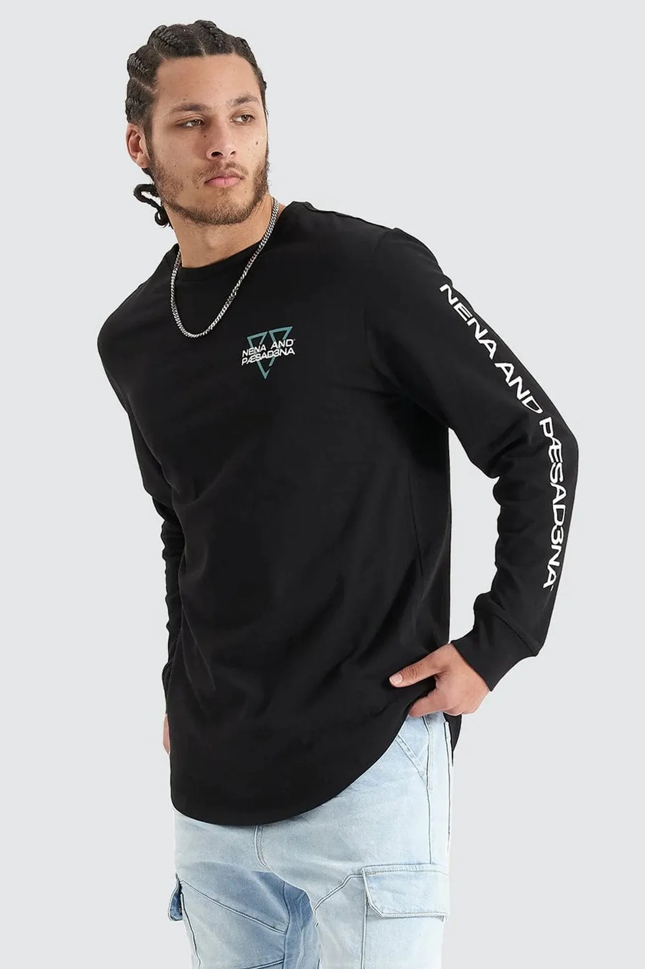 Squared Heavy Cape Back Long Sleeve Tee Jet Black