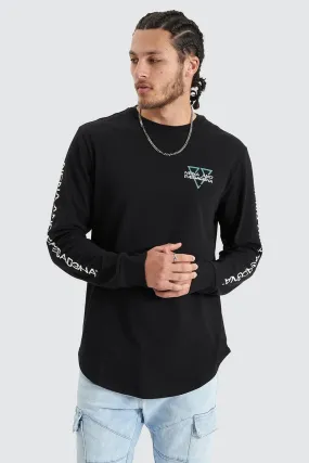 Squared Heavy Cape Back Long Sleeve Tee Jet Black