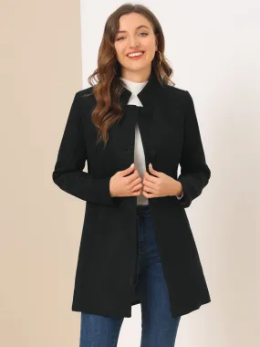 Stand Collar Single Breasted Solid Color Pea Coat