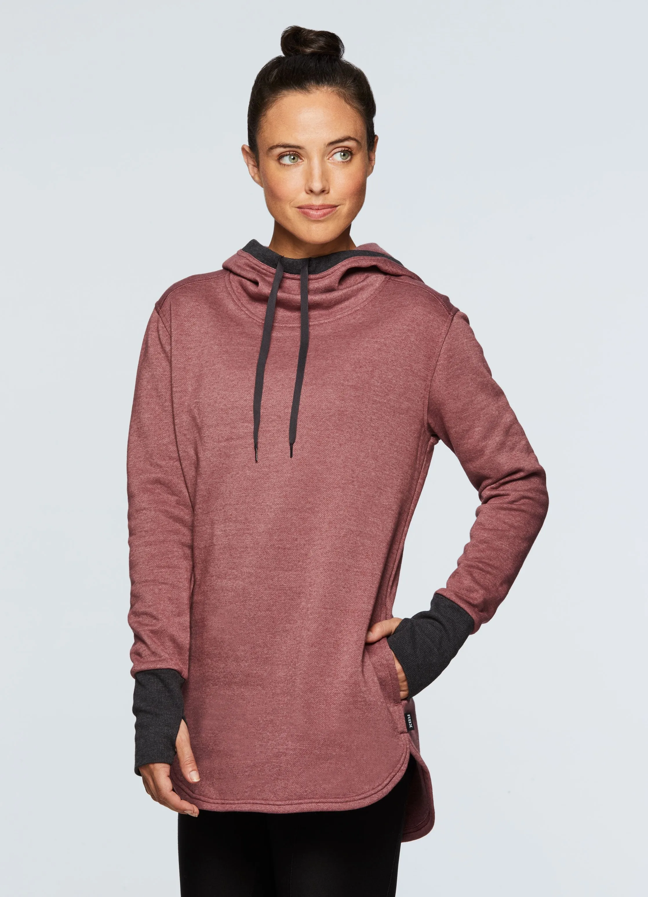 Studio Fleece Hoodie Tunic Pullover Sweatshirt