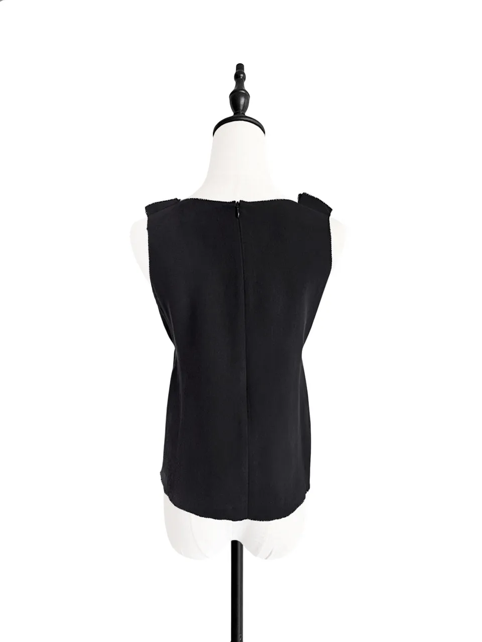 Surprise Sale! Black Stitched Trim Empire Waist Silk Tank