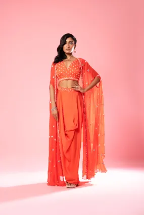 Tangerine Orange Dhoti Set