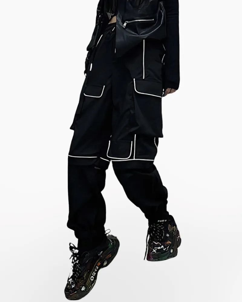 Techwear reflective cargo pants for women