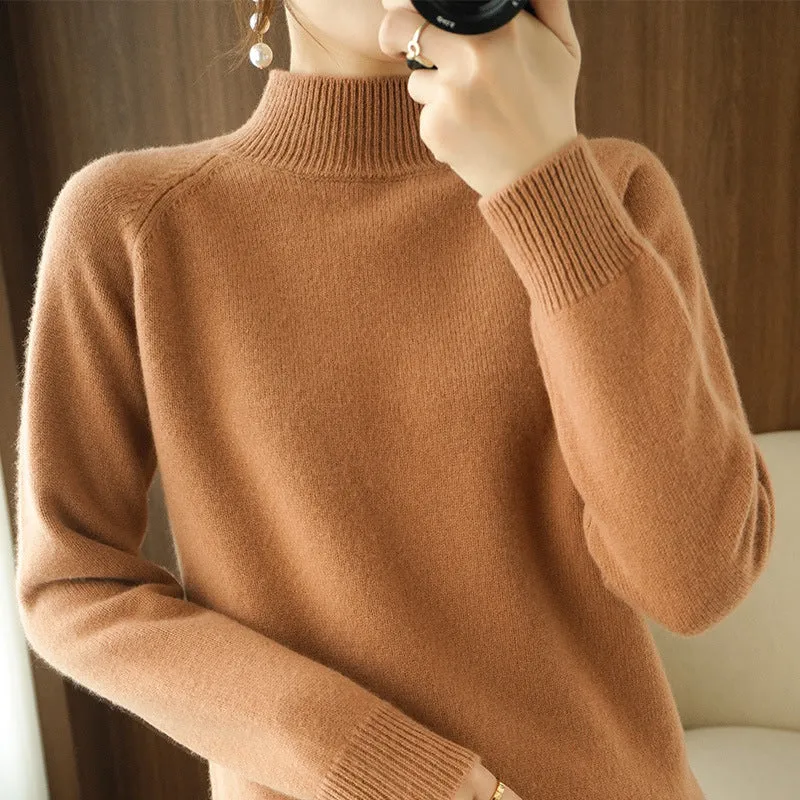 The Rock Turtleneck Bottoming Shirt Top Long Sleeve Pullover Solid Color Wool Sweater