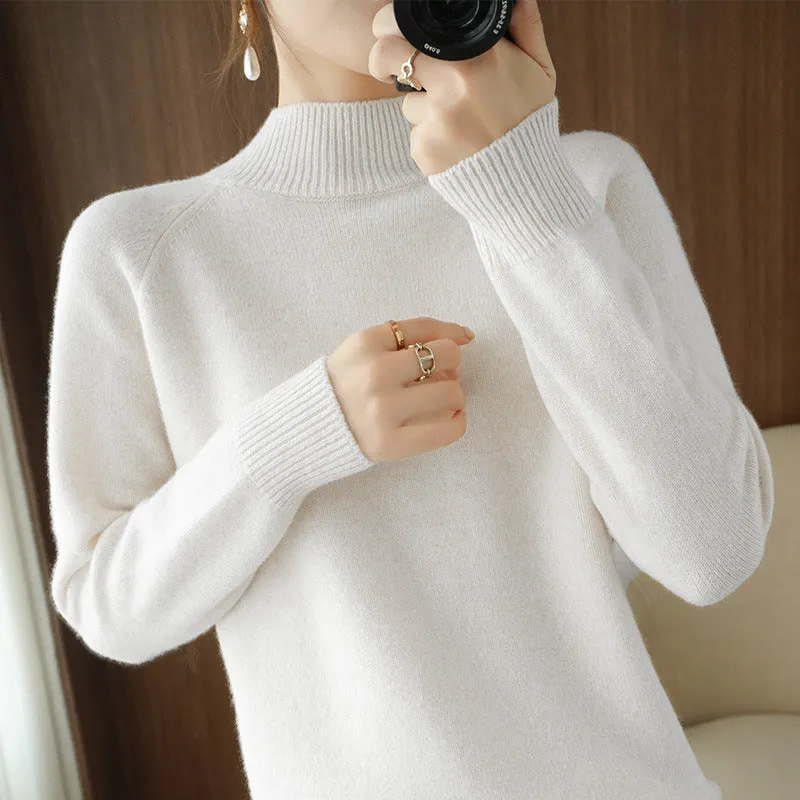 The Rock Turtleneck Bottoming Shirt Top Long Sleeve Pullover Solid Color Wool Sweater