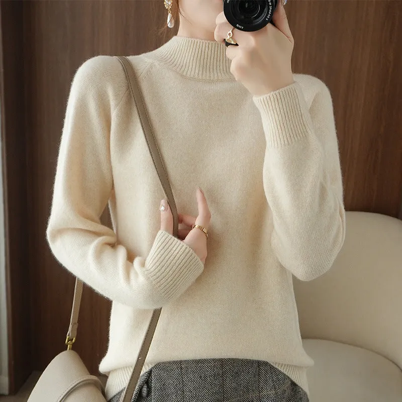 The Rock Turtleneck Bottoming Shirt Top Long Sleeve Pullover Solid Color Wool Sweater