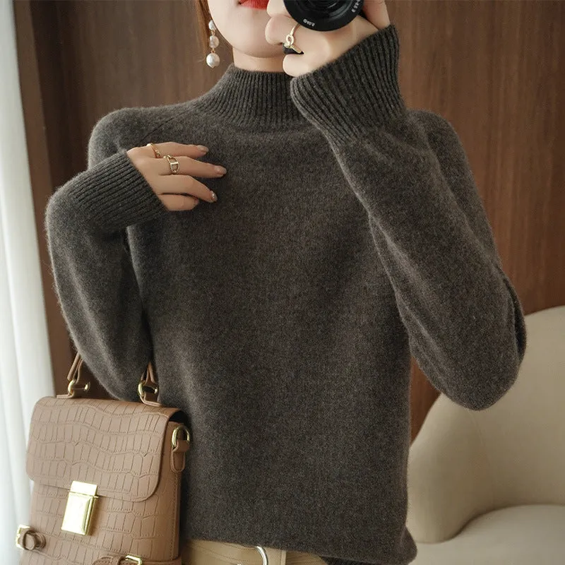 The Rock Turtleneck Bottoming Shirt Top Long Sleeve Pullover Solid Color Wool Sweater