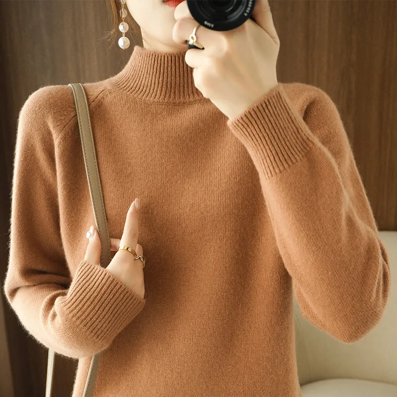 The Rock Turtleneck Bottoming Shirt Top Long Sleeve Pullover Solid Color Wool Sweater