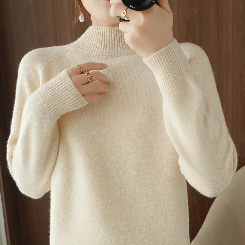 The Rock Turtleneck Bottoming Shirt Top Long Sleeve Pullover Solid Color Wool Sweater