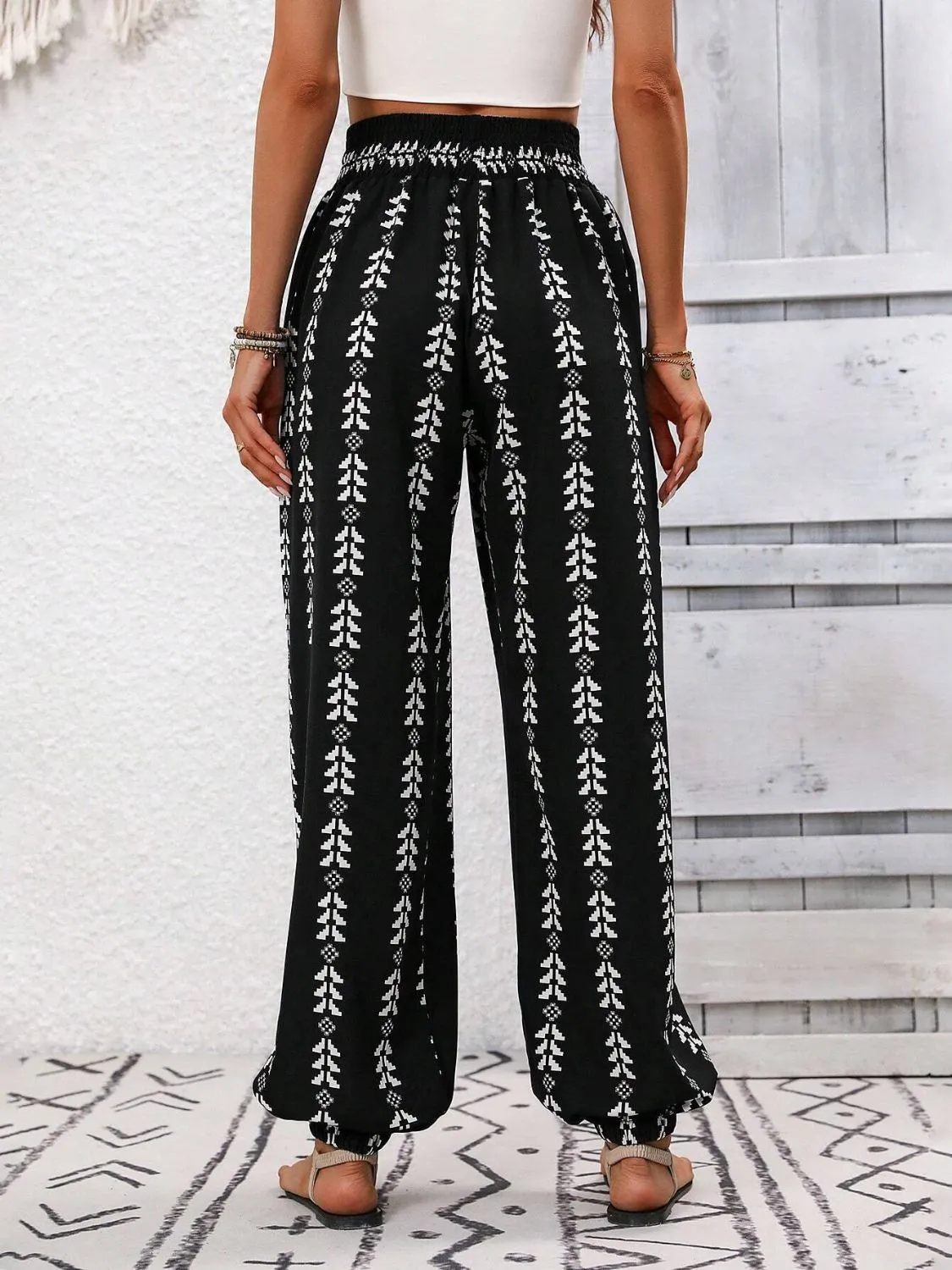 Tied Printed High Waist Pants - 5 Colors