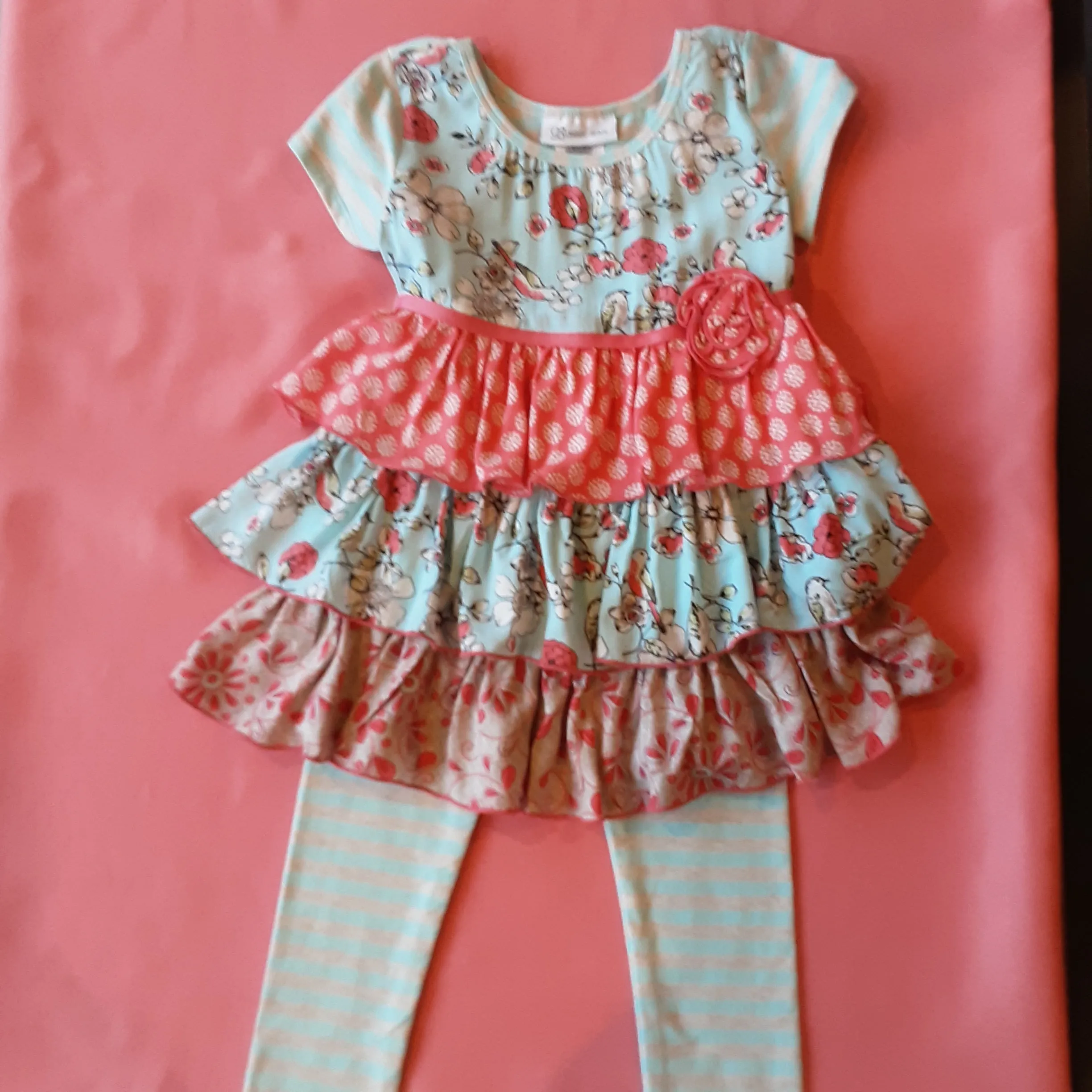 Tiered Ruffle Tunic and Stripe  Leggings