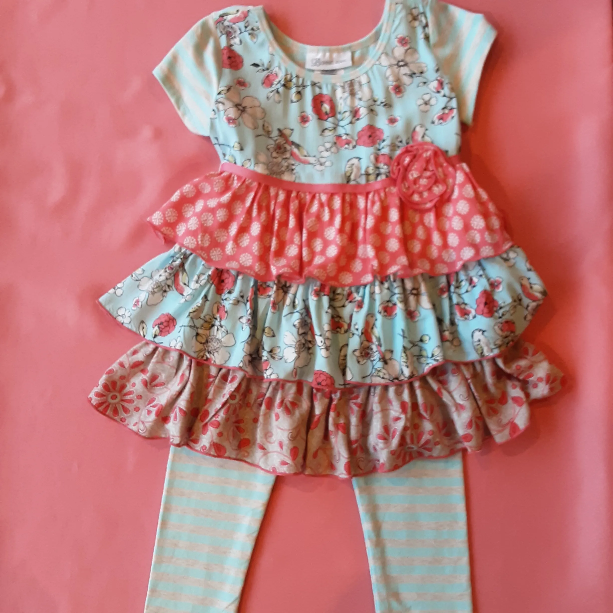 Tiered Ruffle Tunic and Stripe  Leggings