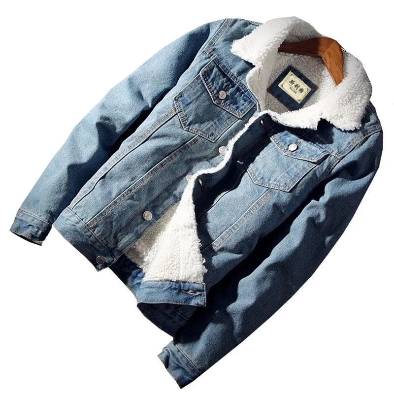 Vintage Men's Denim Jean Jacket with Sherpa Lining