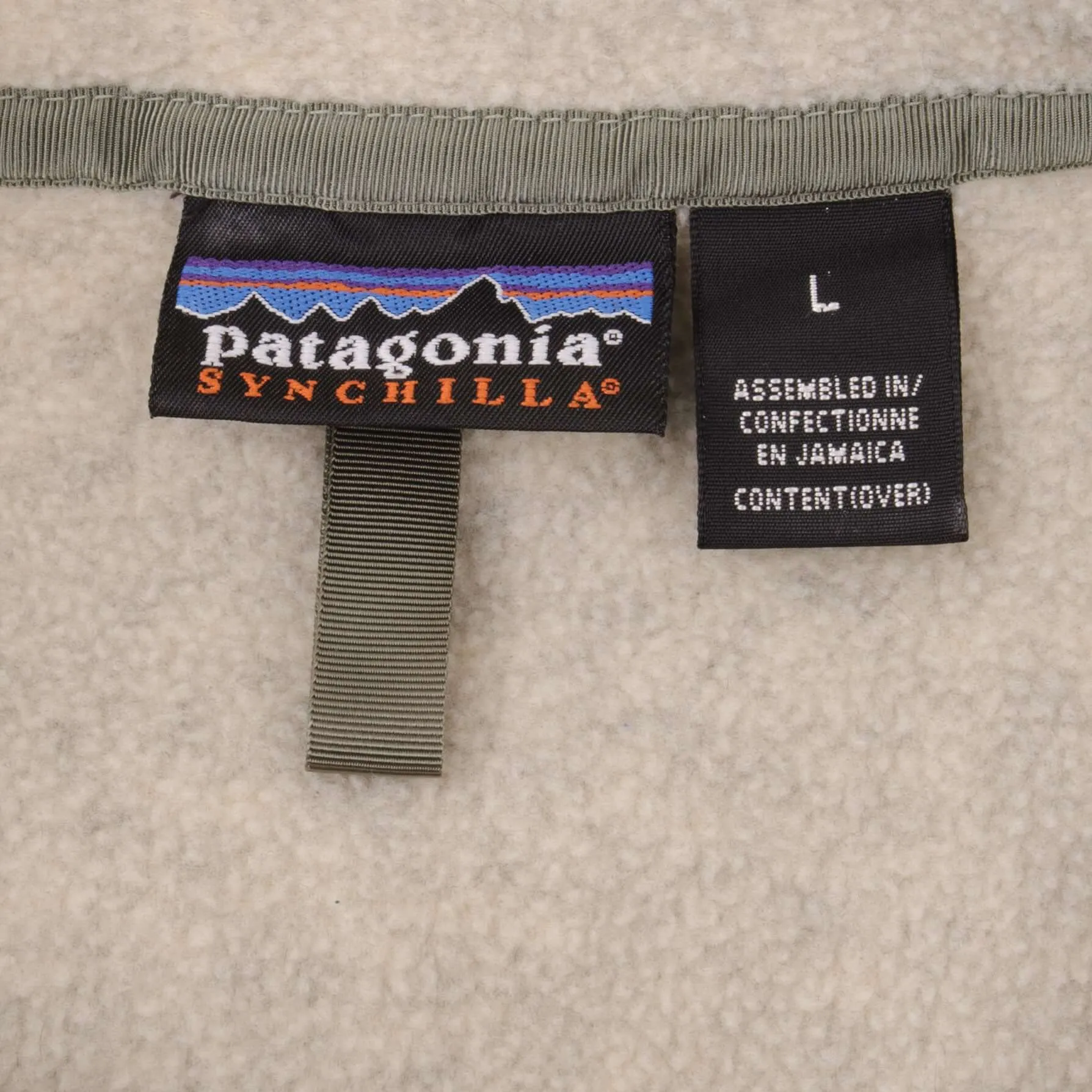 VINTAGE PATAGONIA SYNCHILLA SNAP T BEIGE FLEECE PULLOVER 1990S LARGE