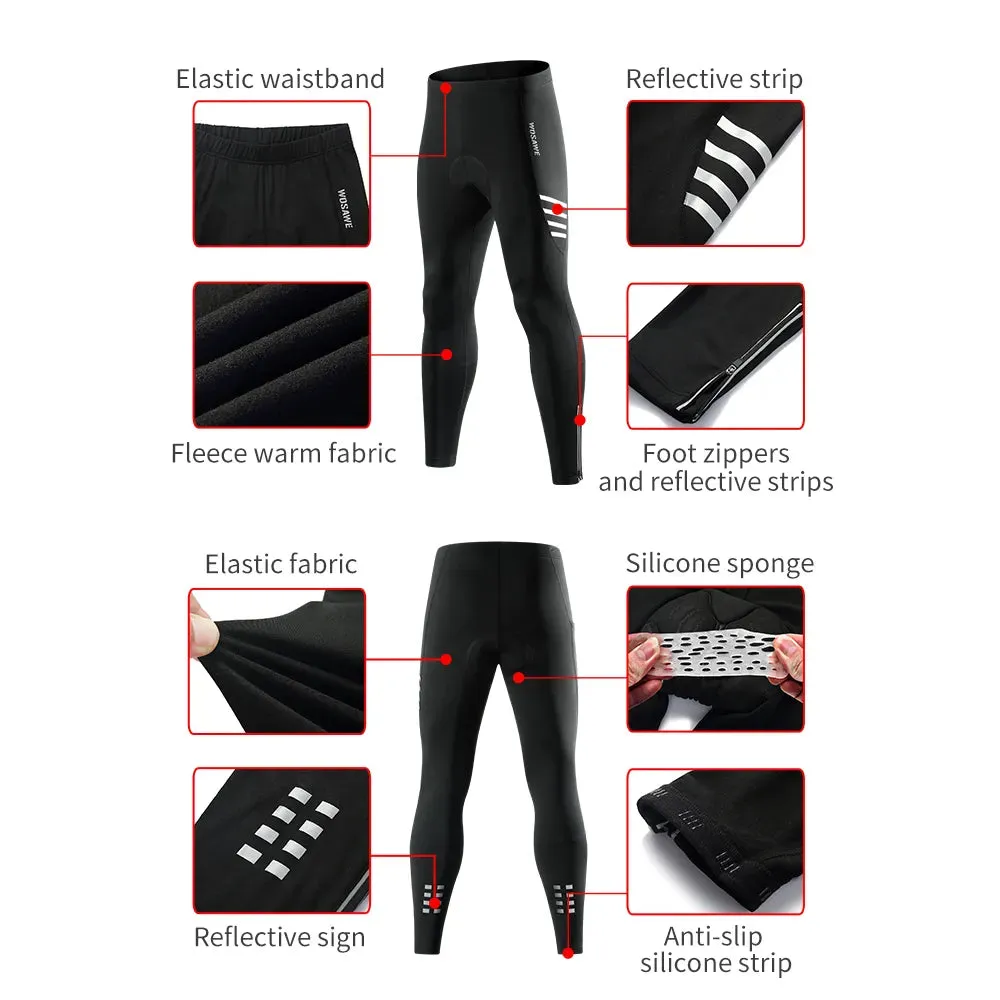 Winter Men Cycling Pant Keep Warm Fleece Lining Women Sports Leggings Long Pants Reflective Windproof MTB Bicycle Trouser