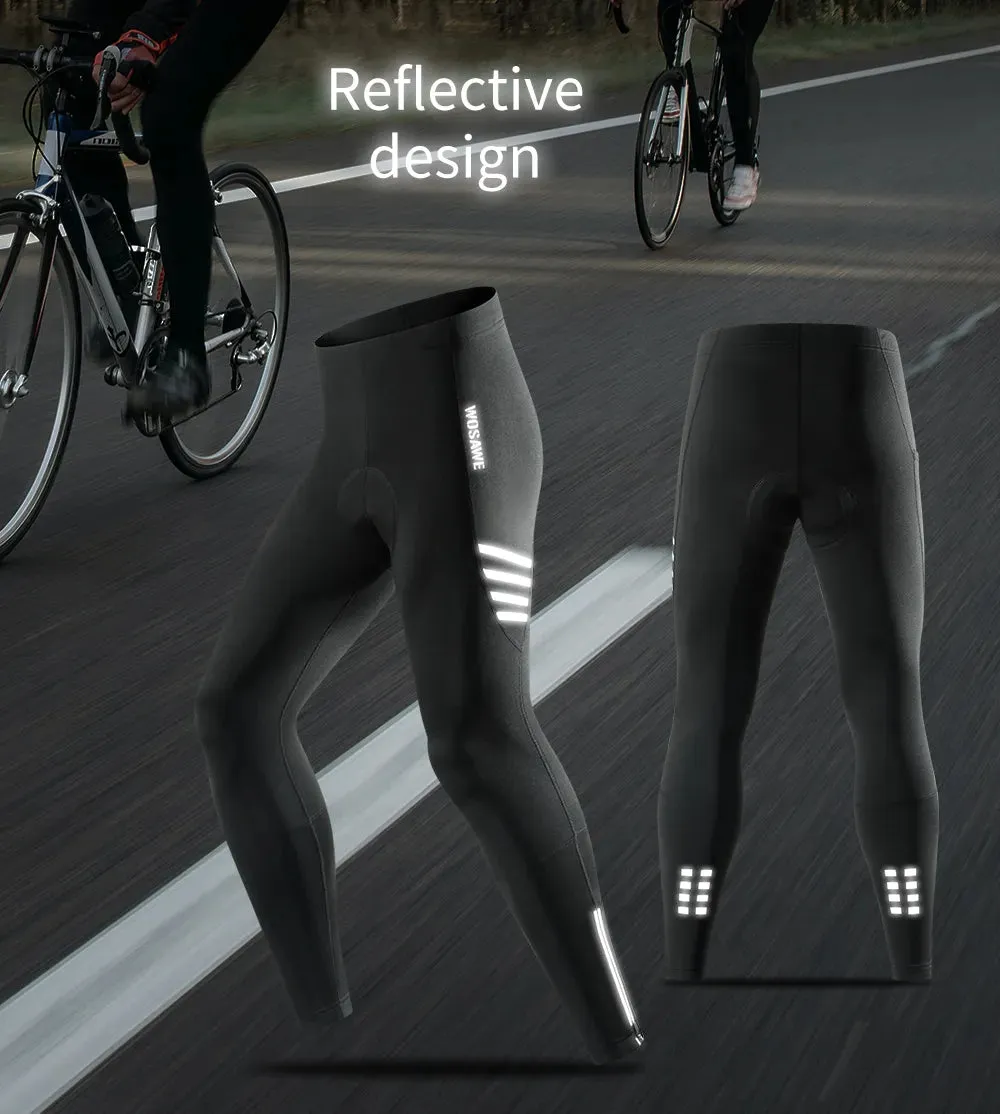 Winter Men Cycling Pant Keep Warm Fleece Lining Women Sports Leggings Long Pants Reflective Windproof MTB Bicycle Trouser