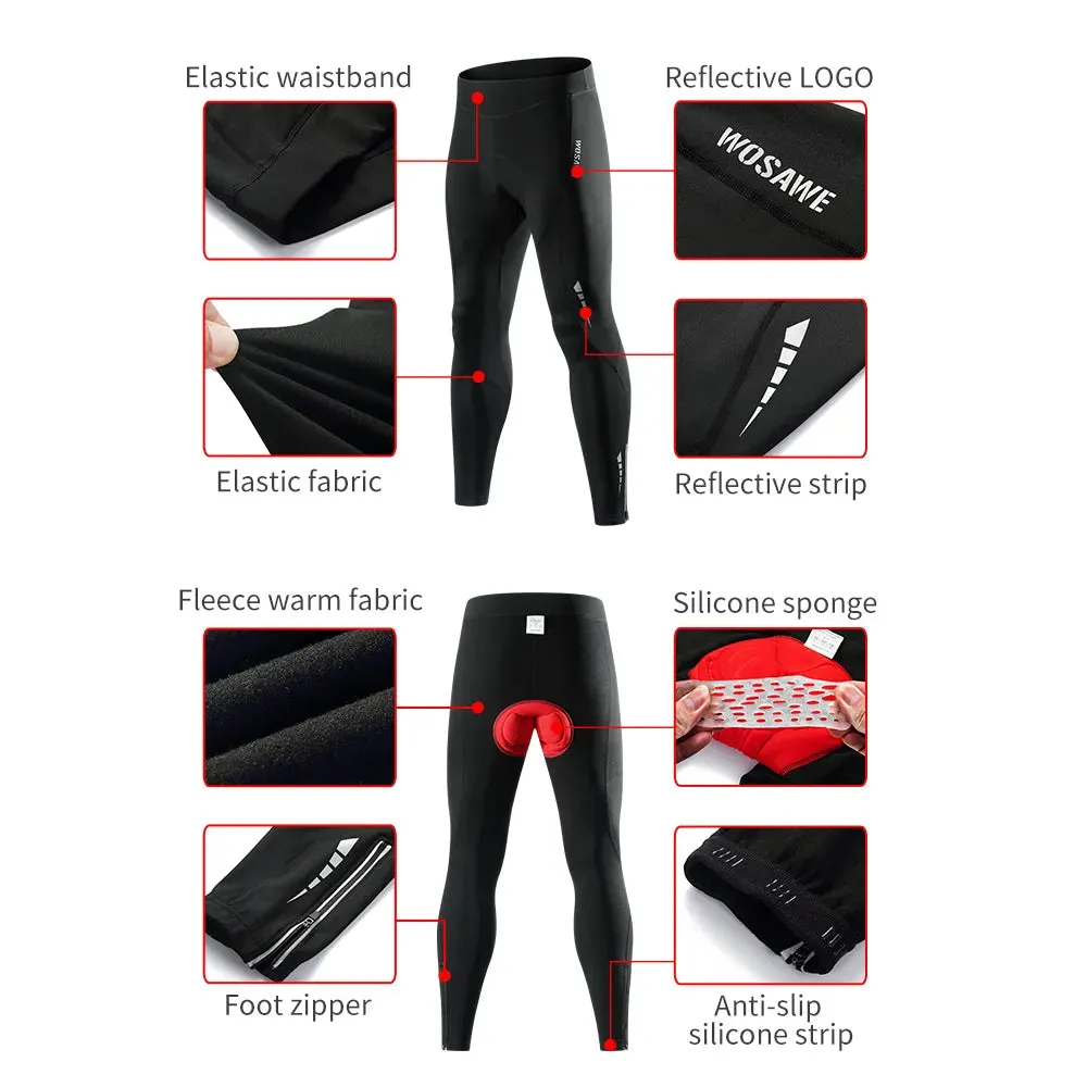 Winter Men Cycling Pant Keep Warm Fleece Lining Women Sports Leggings Long Pants Reflective Windproof MTB Bicycle Trouser