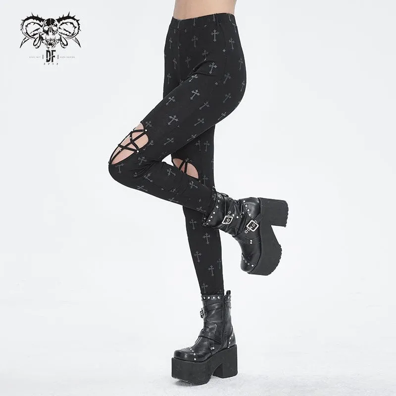 Women's Punk Cutout Spaghetti Straps Leggings