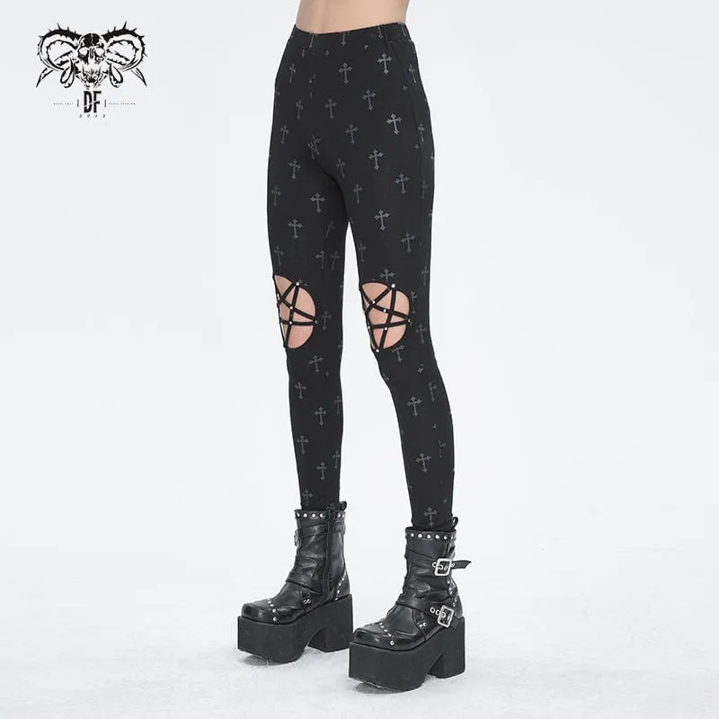 Women's Punk Cutout Spaghetti Straps Leggings